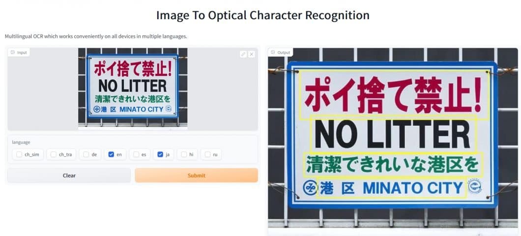 Multilingual Optical character recognition Application