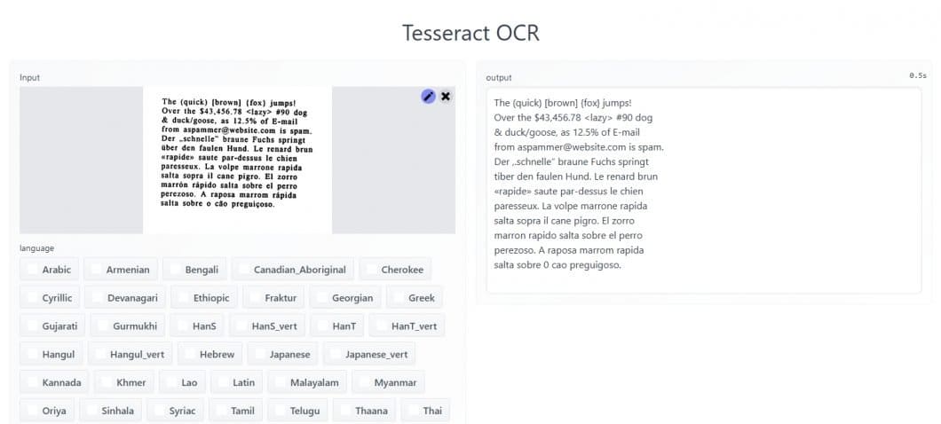 Tesseract Optical Character Recognition Software Demo