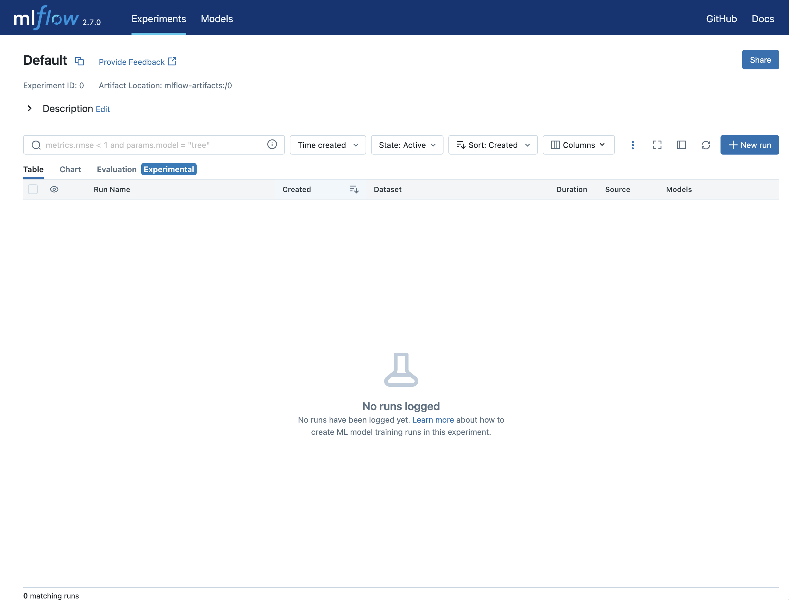 ui interfacr of mlflow